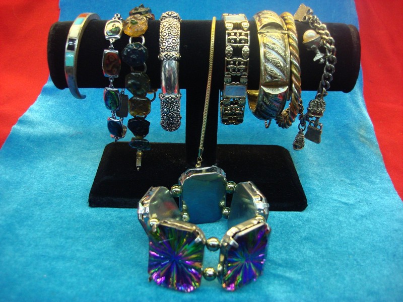 Vintage costume bracelets, lot of 10 with unique styles and designs