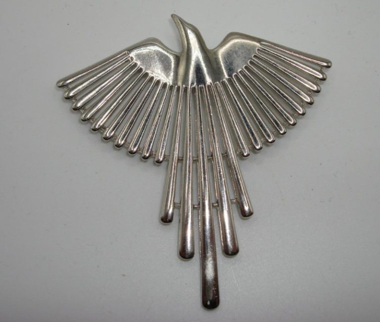 Vintage Jonette Silver Phoenix Bird Pin (1988) Signed JJ