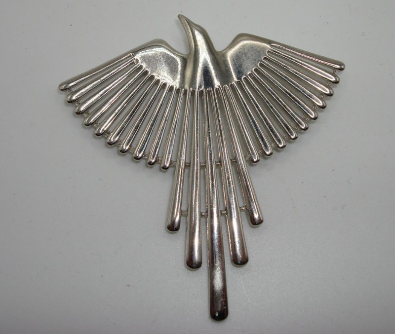 Vintage Jonette Silver Phoenix Bird Pin (1988) Signed JJ