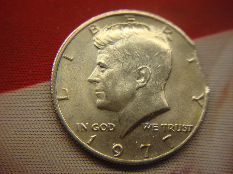 1977 Kennedy Half Dollar with Die Clip