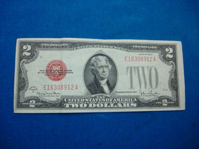 1928 Series G $2.00 US Note - Red Seal, Clarke & Snyder Signatures