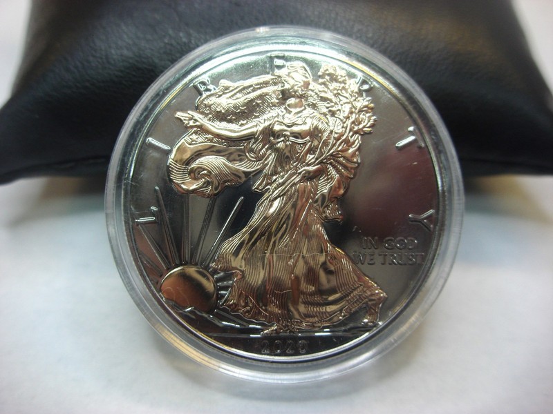 2020 American Silver Eagle Coin with Ruthenium and 24K Gold Gilding