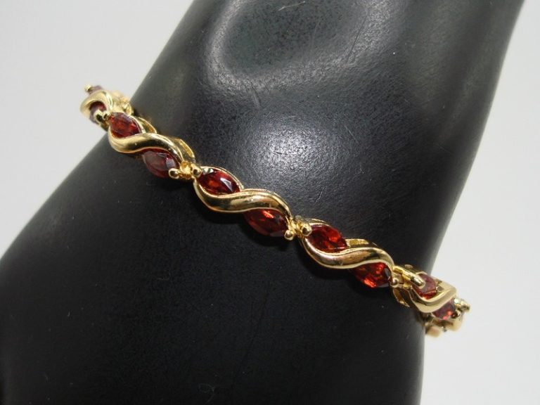 Sterling Silver Garnet Tennis Bracelet | Vermeil | 2+ Carat Marquise-Cut Garnets | 925