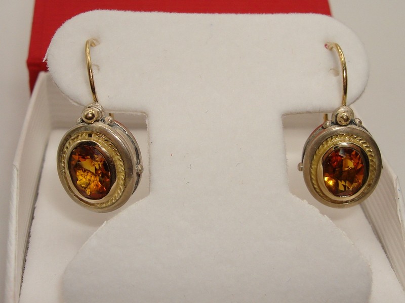 Sterling silver and 18K gold citrine earrings