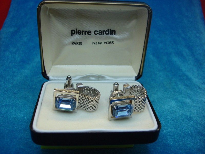 Vintage Pierre Cardin silver-tone cufflinks with blue stones
