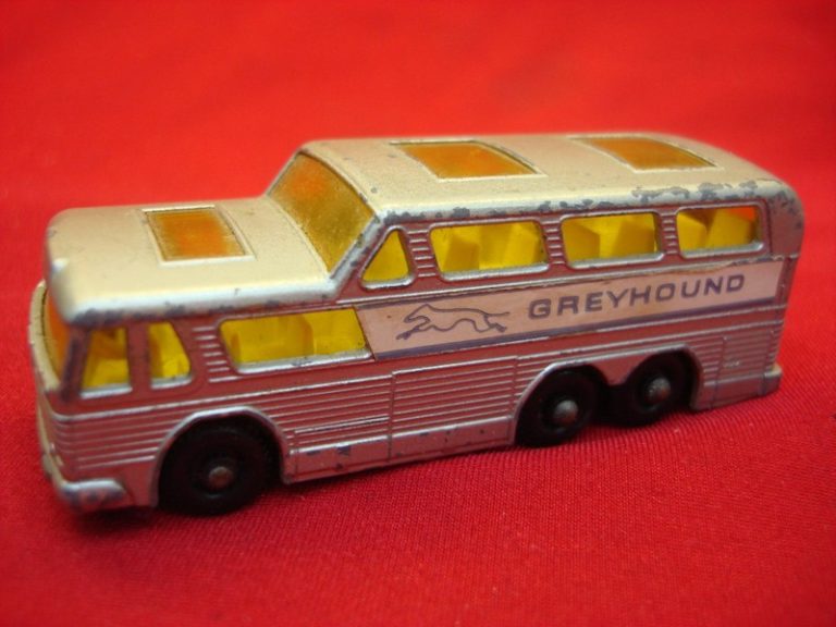 Vintage Matchbox Lesney No. 66C Greyhound Coach (1967) with mild playwear