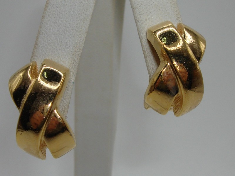 Vintage Christian Dior gold tone X clip-on earrings