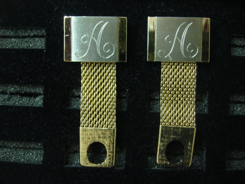 Vintage gold-tone 'A' wrap around cufflinks