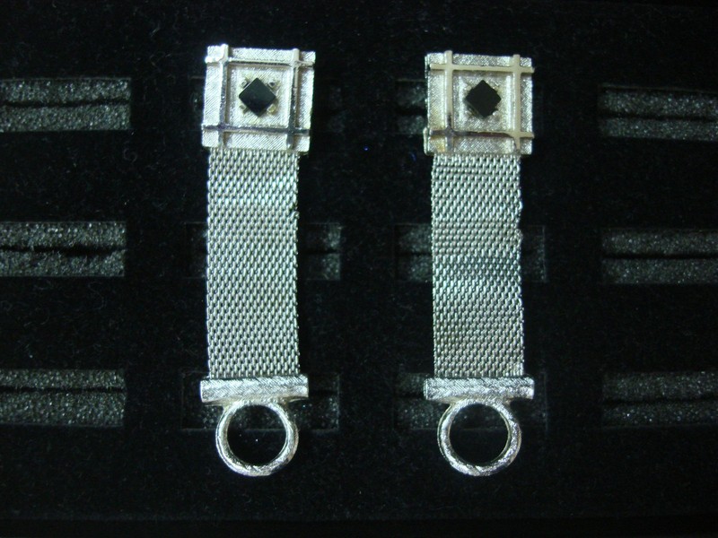 Vintage silver-tone wrap around cufflinks with black accents