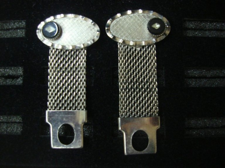 Vintage silver tone wrap around cufflinks with black stones and simulated diamonds