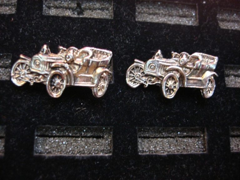Antique car cufflinks, vintage miniature cars