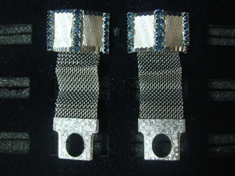 Vintage silver-tone wrap around cufflinks with blue stones