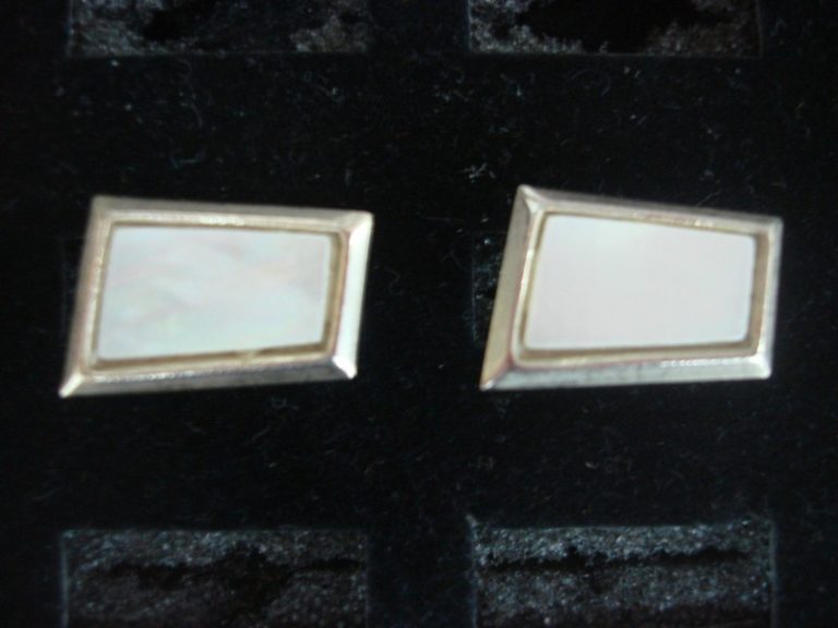 Vintage gold-tone cufflinks with mother-of-pearl inlay