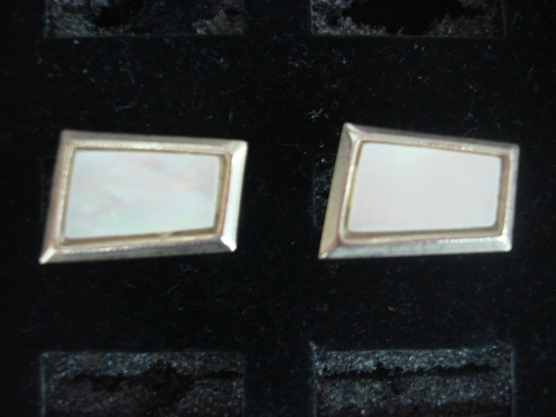 Vintage gold-tone cufflinks with mother-of-pearl inlay