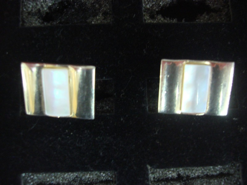 Vintage Swank Gold Tone Cufflinks with Mother-of-Pearl #46
