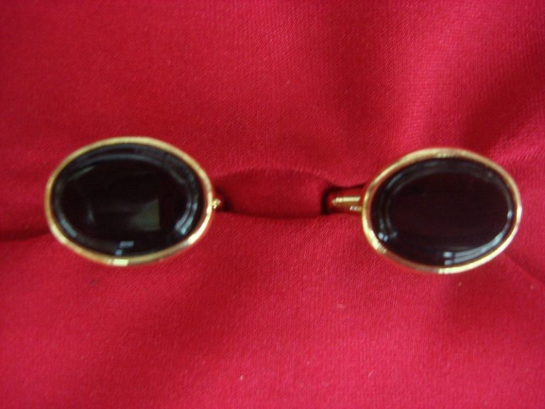 Vintage gold-tone cufflinks with black stones