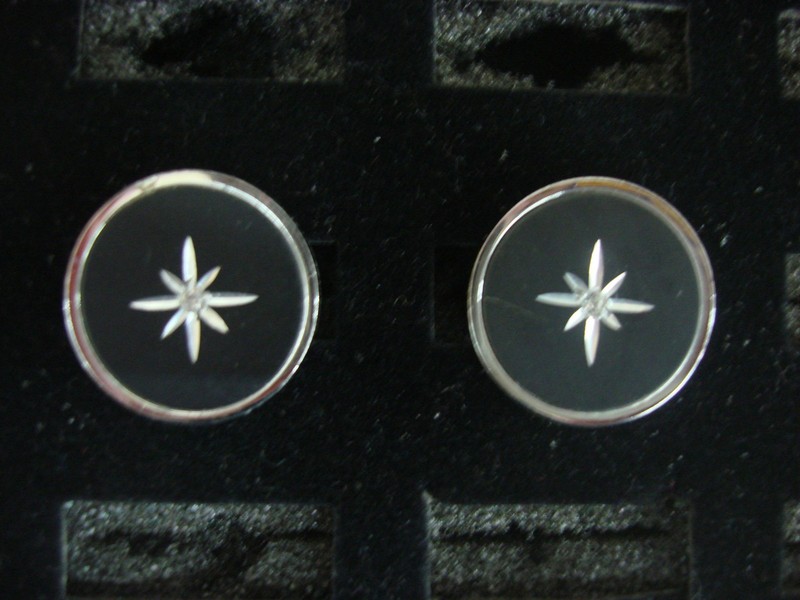 Vintage Anson silver-tone cufflinks with starburst design and clear stone