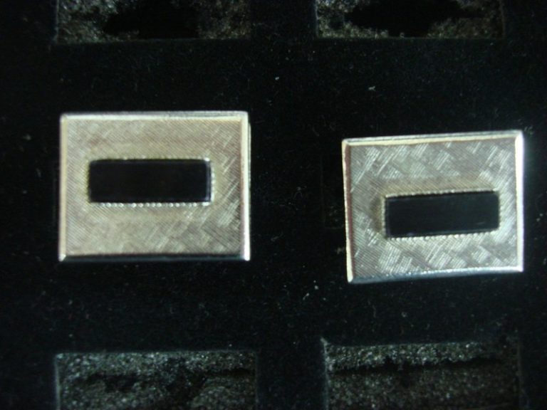 Vintage silver-tone cufflinks with black stones