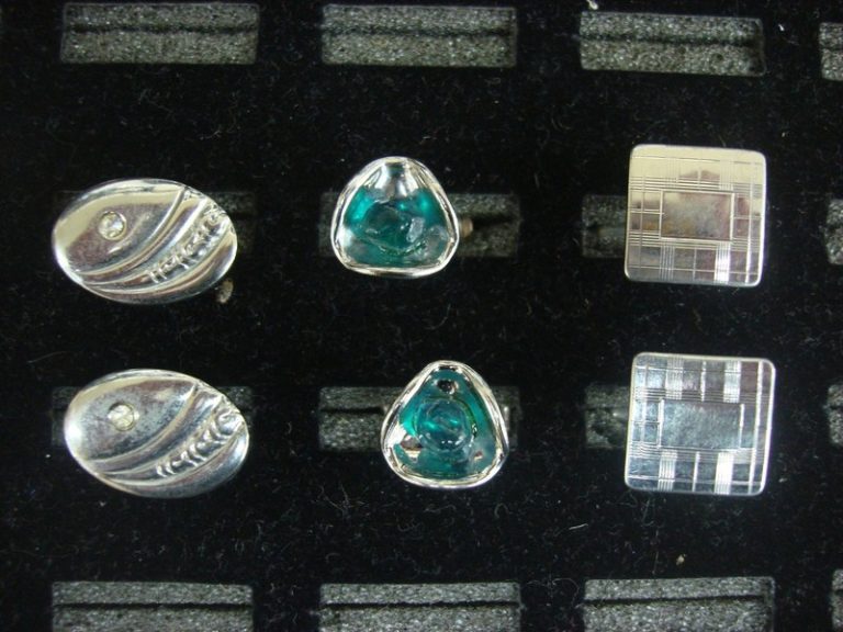 Vintage silver tone cufflinks, three pairs