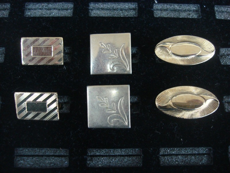 Vintage Gold Tone Cufflinks Set (3 Pairs)