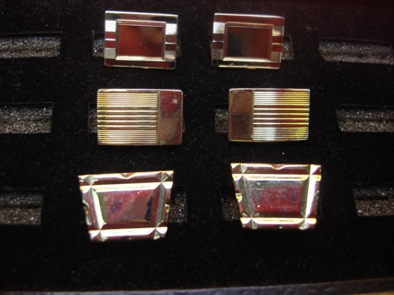 Vintage Gold Tone Cufflinks - 3 Pairs Set