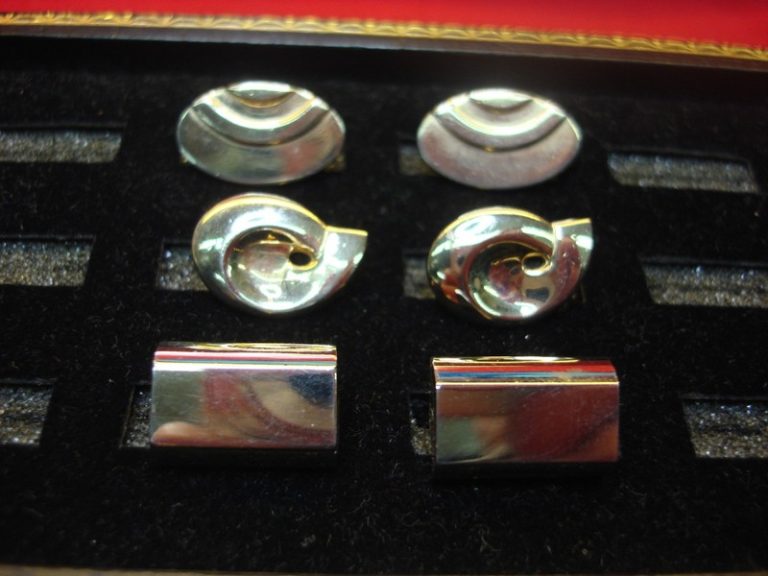 Vintage gold-tone cufflinks, three pairs set, excellent condition