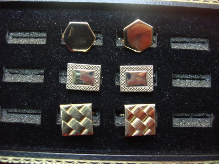 Vintage gold-tone cufflinks, three pairs set