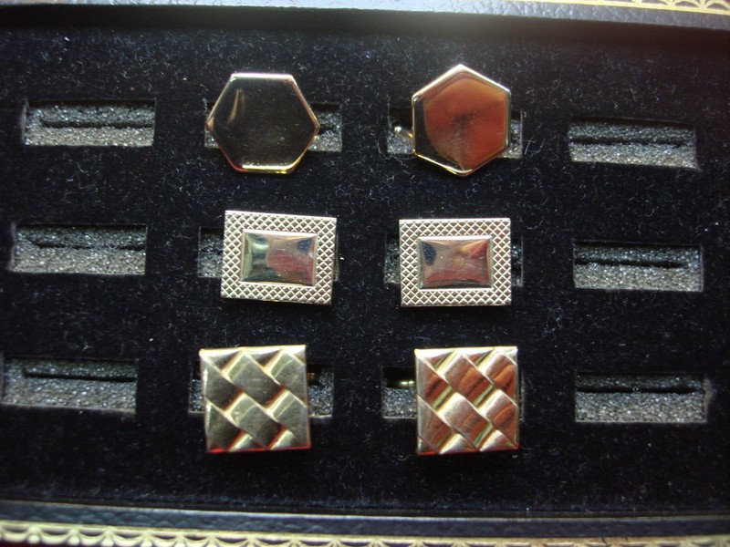 Vintage gold-tone cufflinks, three pairs set