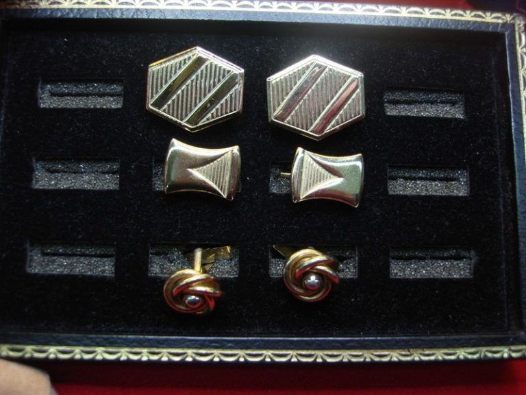 Vintage gold-tone cufflinks, three pairs, classic style, great condition