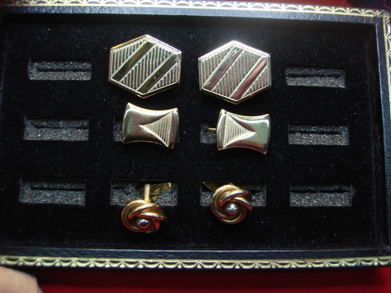 Vintage gold-tone cufflinks, three pairs, classic style, great condition