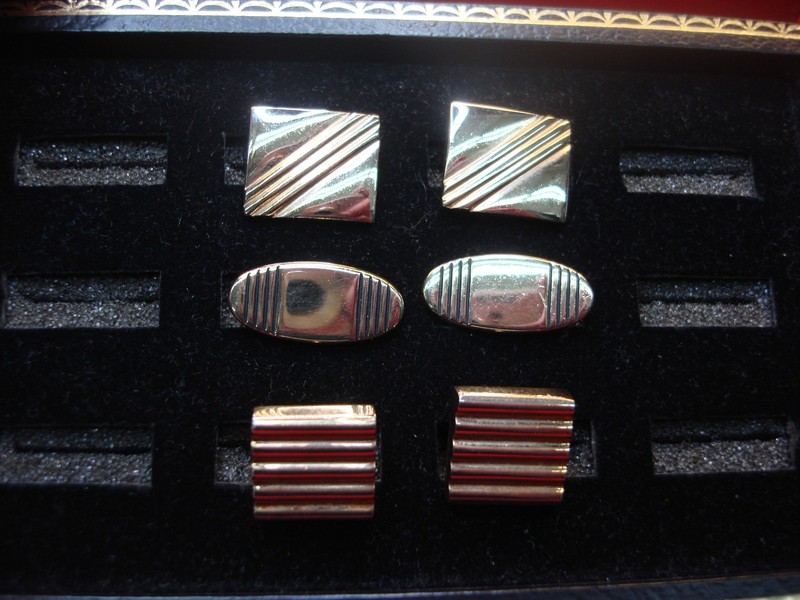 Vintage Gold Tone Cufflinks (3 Pairs) - Includes Swank Designer Set