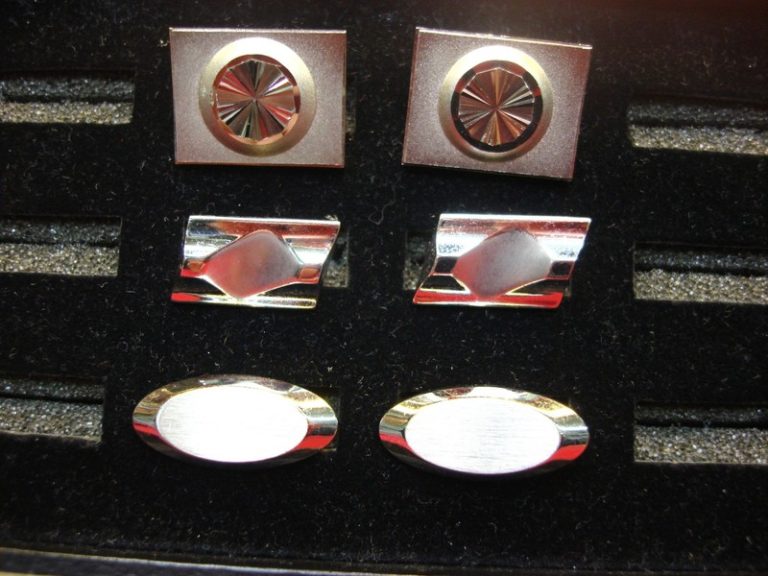 Vintage silver tone cufflinks, set of three pairs