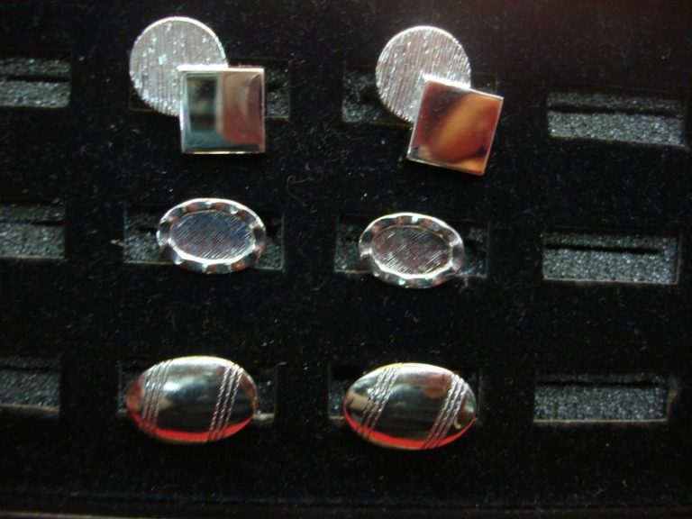 Vintage silver-tone cufflinks set of three