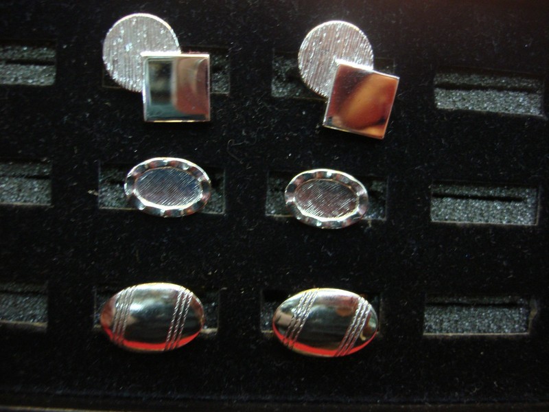 Vintage silver-tone cufflinks set of three