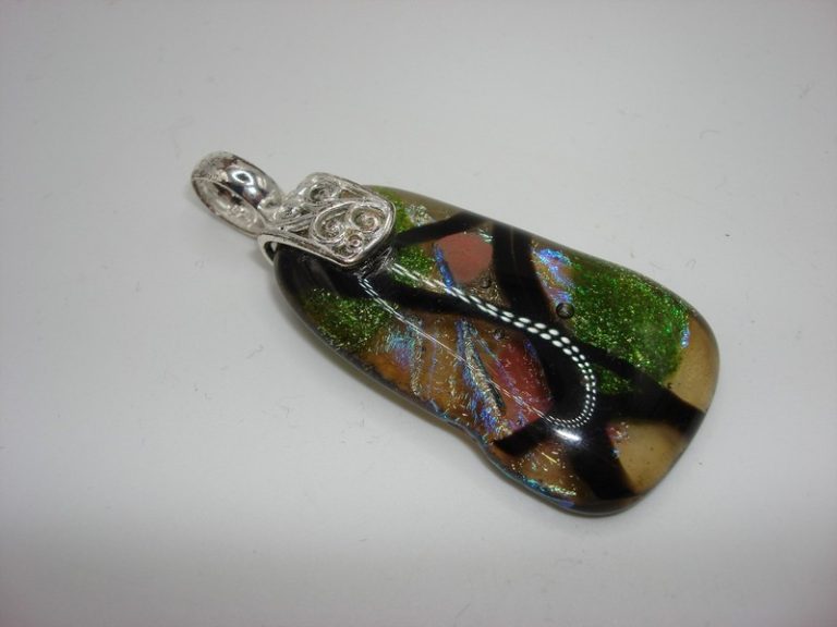 Vintage Sterling Silver Dichroic Glass Pendant