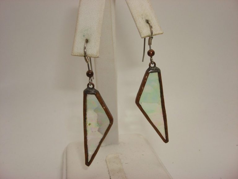 Vintage rainbow glass earrings, artisan crafted and fused