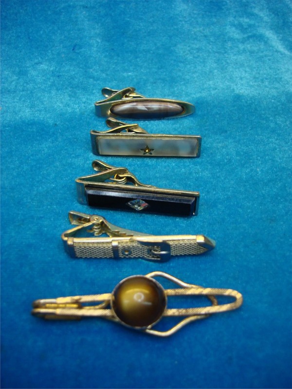 Vintage gold-tone tie clips (set of 5)