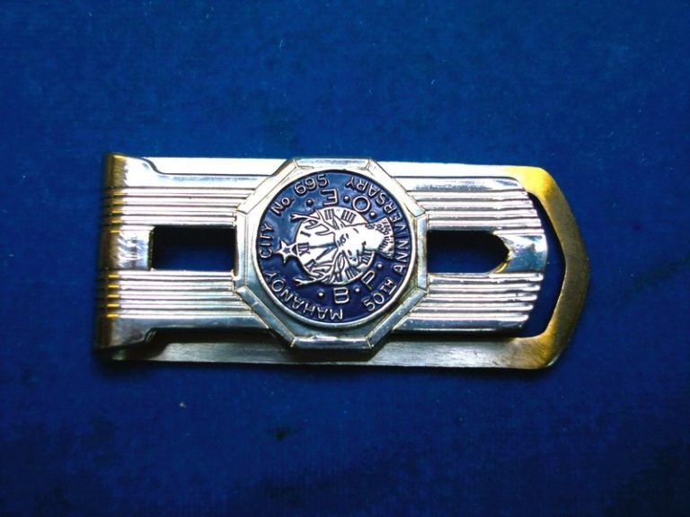Vintage Elks Lodge 695 Money Clip, Mahanoy City PA 50th Anniversary (1951)