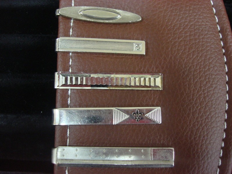 Vintage silver-tone tie clips set of 5