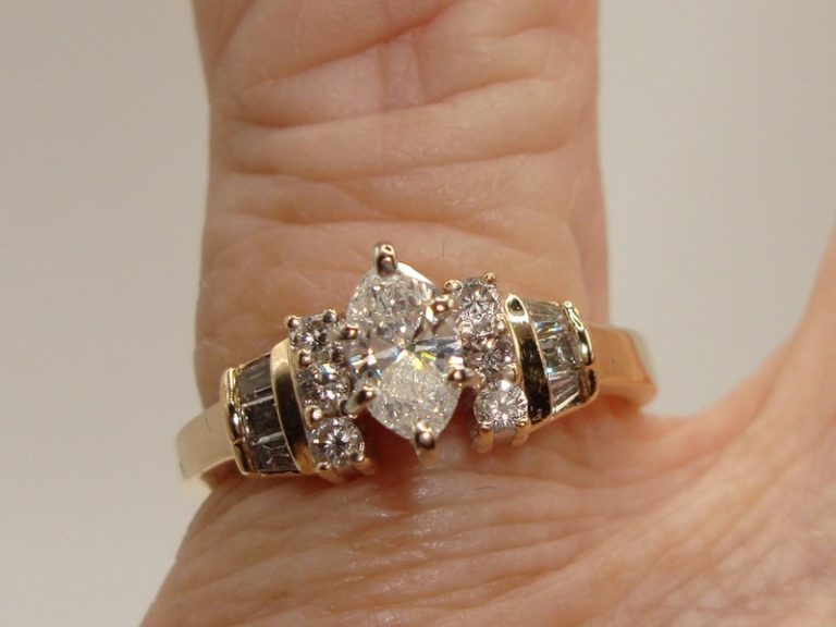14K Gold Marquise Diamond Engagement Ring (1/2 CTW, Size 6.5)