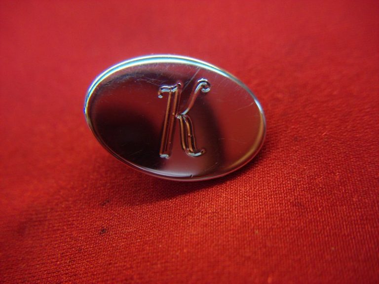 Vintage Swank silver tone lapel tie clip with initial K