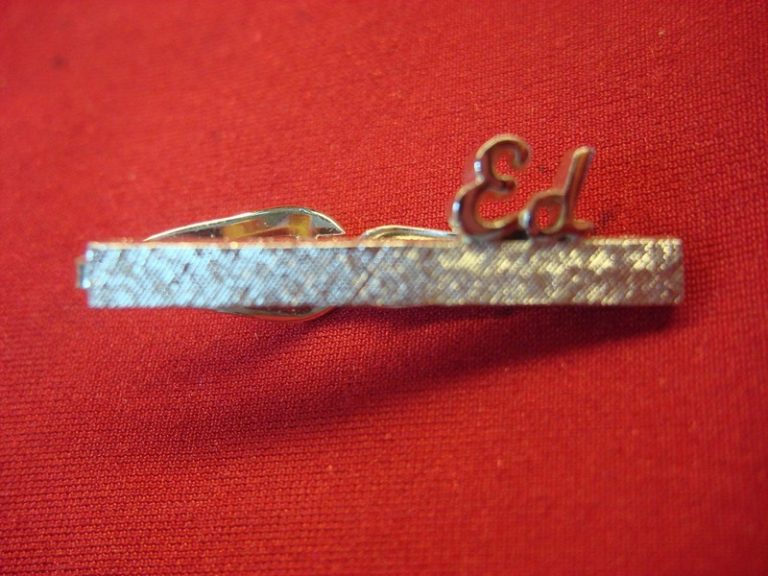 Vintage Swank silver-tone tie clip engraved 'Ed'