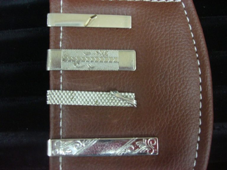 Vintage silver-tone tie clips, four pack