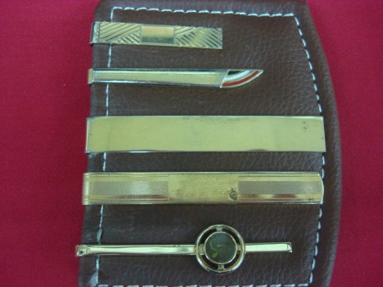 Vintage gold tone tie clips, 5-piece lot