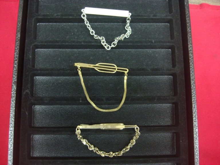 Vintage gold and silver tone tie bar chains set (3-piece lot)