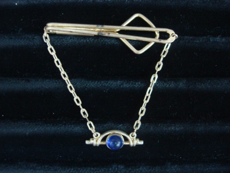 Vintage Swank gold tone tie bar chain, mid-century charm