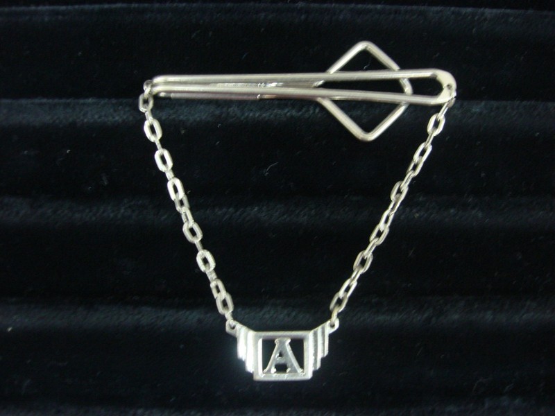 Vintage Swank silver tone tie bar chain