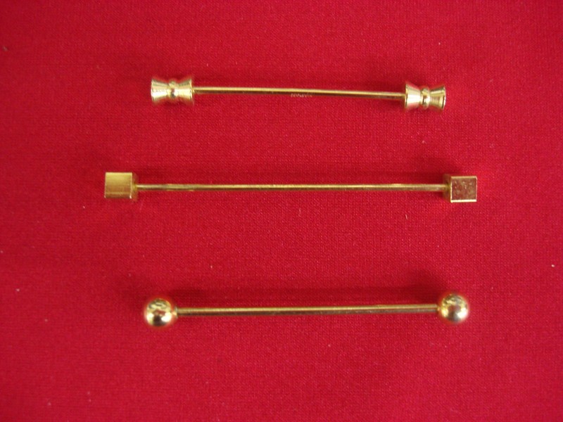 Vintage gold-tone shirt collar bars, set of three