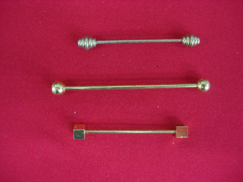 Vintage gold-tone shirt collar bars set of 3