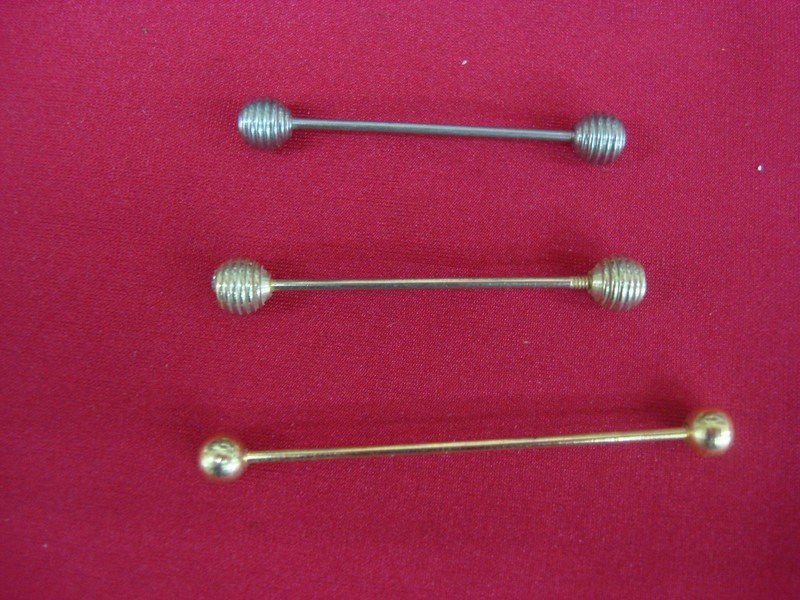 Vintage gold and silver shirt collar bars (set of 3)